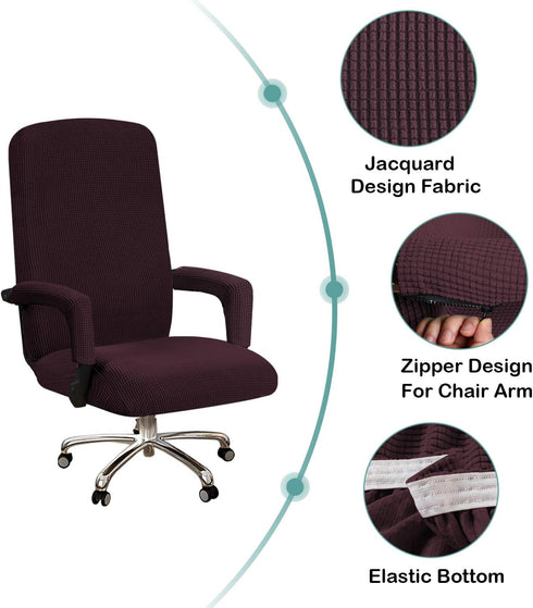 Turquoize Office Chair Cover, Stretch Removable Slipcover with Arms for Dogs, Cats & Pets, Brown