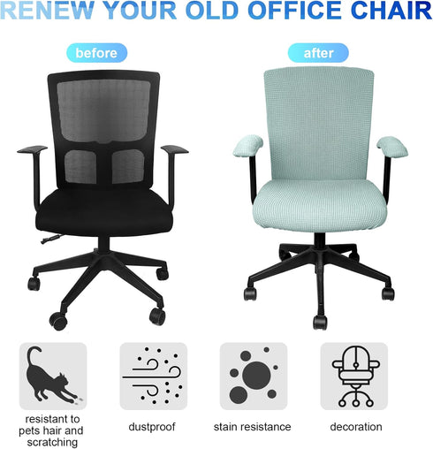 Office Chair Covers Set, Universal Protective Stretchable Chair Seat Covers, Desk Chair Armrest Covers, Slipcovers Pads