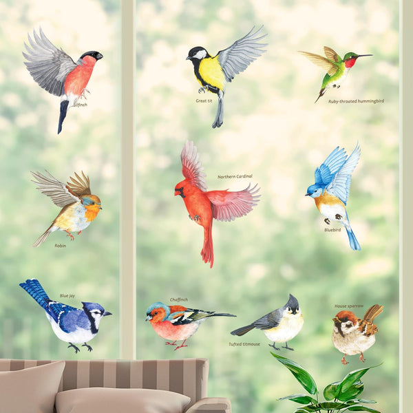 DECOWALL CDS2-9001 Anti-Collision Window Clings, Bird Alert Decals to Prevent Bird Strikes, Set of 10
