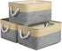 TheWarmHome Fabric Storage Bins for Organizing, Sturdy Foldable Storage Baskets with Handles, 3 Pack, Gold&Grey