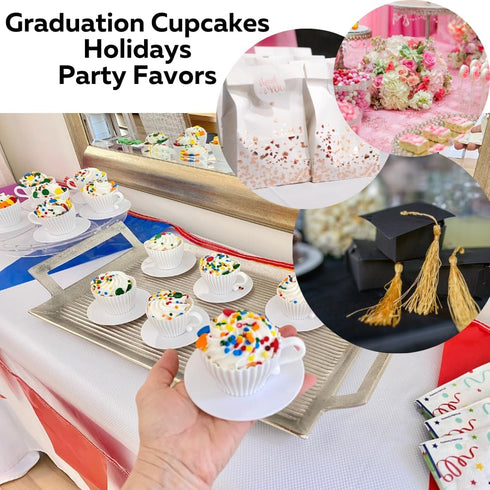 Evelots 12 Pc Set Silicone Teacup Cupcake Liners for Baking, Non-Stick, Oven Safe, Reusable, 2 Colors