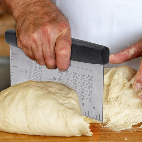 HULISEN Large Bench Scraper for Baking - 10 inch Dough Pastry Scraper with Measuring Scale, Stainless Steel Cake Scraper
