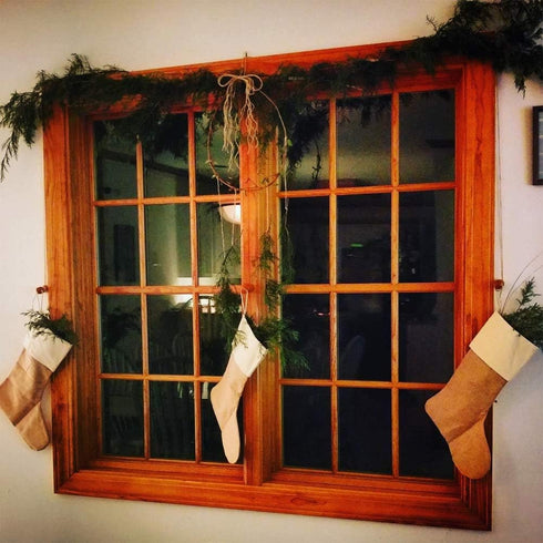 DECORA Natural Jute Burlap Christmas Stocking for Gifts, Handmade Projects, Set of 6 for Fireplace Hanging