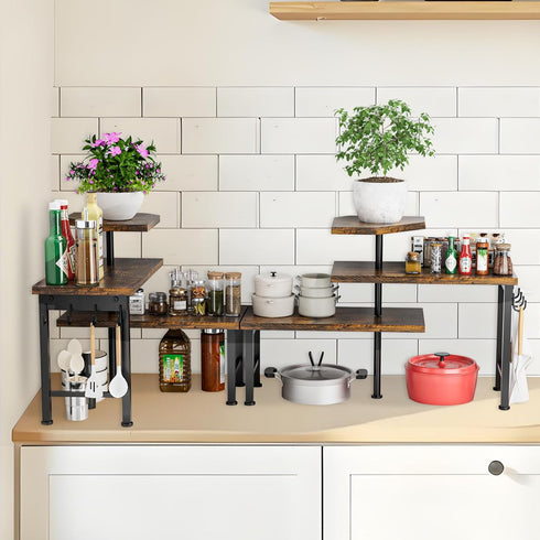 Countertop 3 Countertop Kitchen Organizer, Tier Moveable Corner Shelf Kitchen Shelf with Hook, Organizer for Bathroom