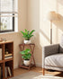2 Plant Stand Indoor,Wooden Tier Plant Stands,Corner Square Plant Shelf,Rustic Flower Stand Tall Plant Holder