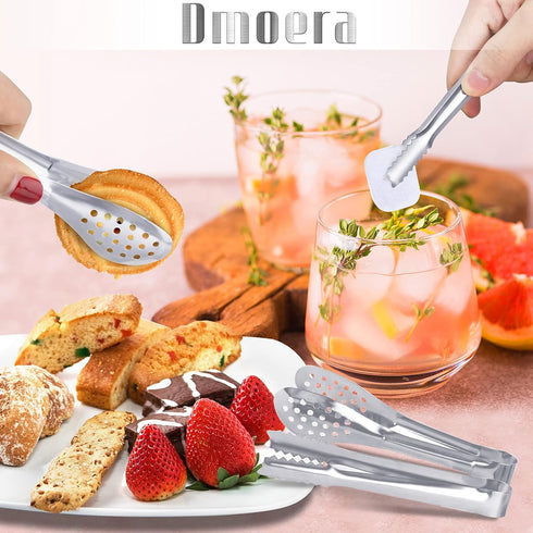 12 Pack Premium Small Serving Tongs - Dmoera Mini Stainless Steel Appetizer Tongs, 5Inch, 5.2Inch (12.7cm)