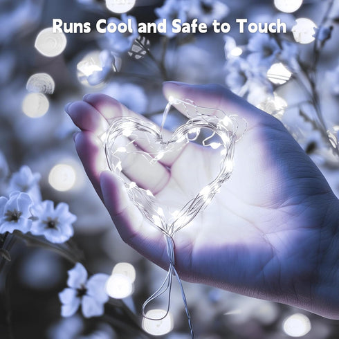 66Feet 200LEDs Fairy Lights Plug in, Pure White String Lights, Waterproof Flexible Silver Wire Starry Lights