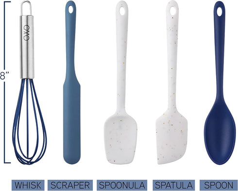 Cook with Color 5-Pc MINI Silicone Cooking Utensil Set, Easy to Clean Kitchen Gadgets, Navy Collection