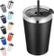 VEGOND 12oz Black Tumbler - Stainless Steel Vacuum Insulated Double Wall Travel Tumbler with Lid and Straw, Reusable (1