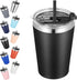 VEGOND 12oz Black Tumbler - Stainless Steel Vacuum Insulated Double Wall Travel Tumbler with Lid and Straw, Reusable (1
