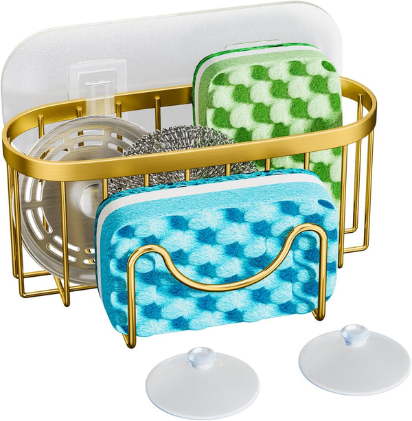 HapiRm Multifunctional Sponge Holder - 2 Installation Methods Sink Caddy with Unique