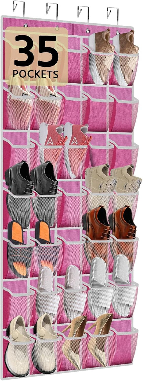 PAULONE 35 Pocket Over the Door Shoe Organizer,Reusable Breathable Large Mesh Bag Men's