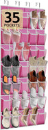 PAULONE 35 Pocket Over the Door Shoe Organizer,Reusable Breathable Large Mesh Bag Men's