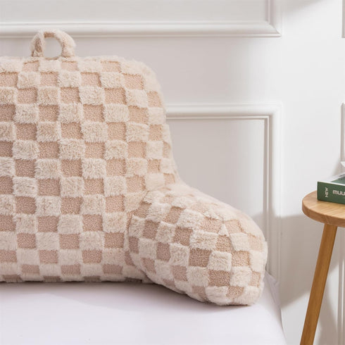 Aimuan Reading Pillow Checkered Bed Rest Wedge Backrest Checkerboard Pillow with Arms Back Support for Sitting Up