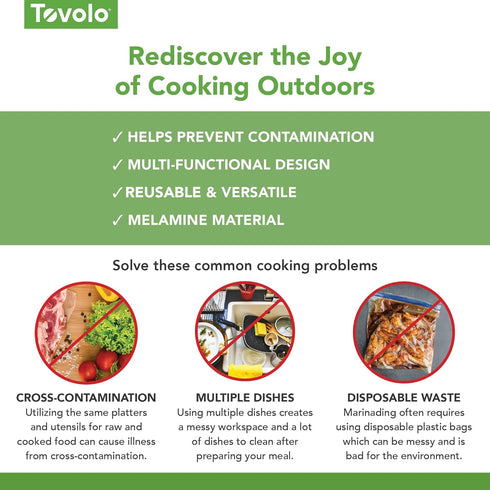 Tovolo Large Marinade Container with Lid (Blue/White) - BBQ Prep Tub for Kitchen, Grill, and Meal Prep