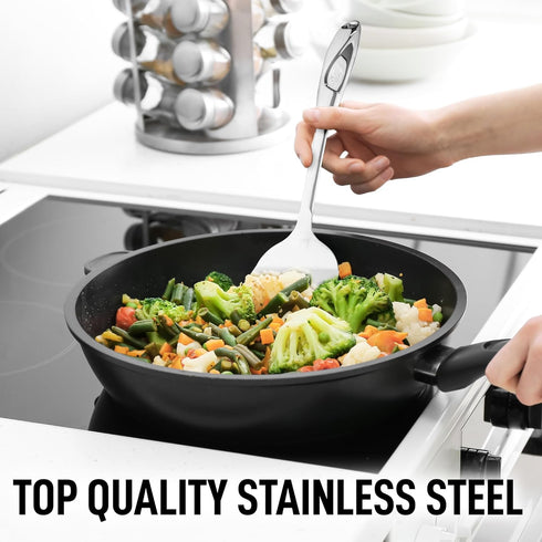 Zulay Kitchen 15" Stainless Steel Cooking Utensil - Durable Kitchen Gadgets, Easy to Clean Metal Accessories
