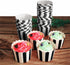 100 Pack Black and White Stripes Muffin Liners - Elegant Baking Cups for Cupcakes, Birthday Parties, Weddings