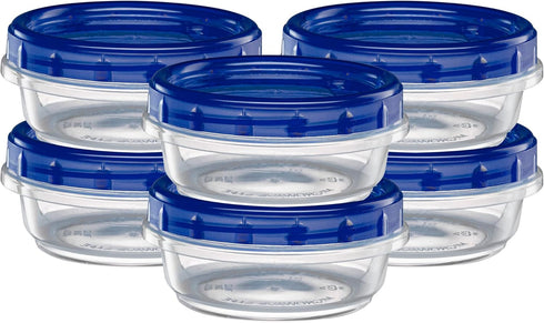 Elegant Disposables Twist Top Deli Containers, Reusable Stackable Food Storage Containers with Blue Screw on Lid - 10