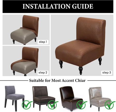 Armless Armless FUANGUI Accent Chair Cover Slipcover, Stretch Spandex Chair Covers for Living Room Removable Washable