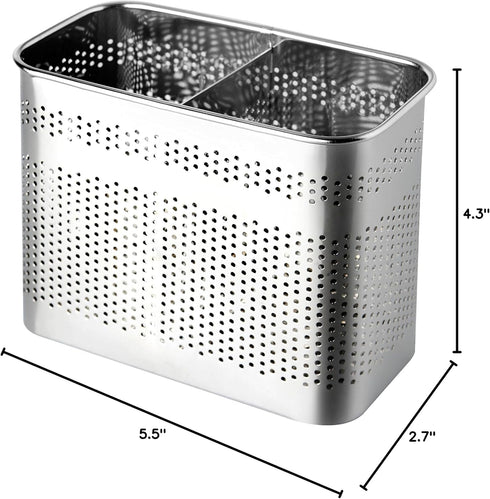 Medium Square Stainless Steel Cutlery Utensil Holder, Dishwasher Safe Chopsticks Holder