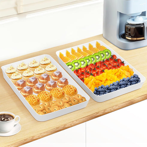 WOWBOX 6 pcs Serving Tray Set for Entertaining, Reusable Plastic Platters for Snacks, Fruit, Cookies, and Parties