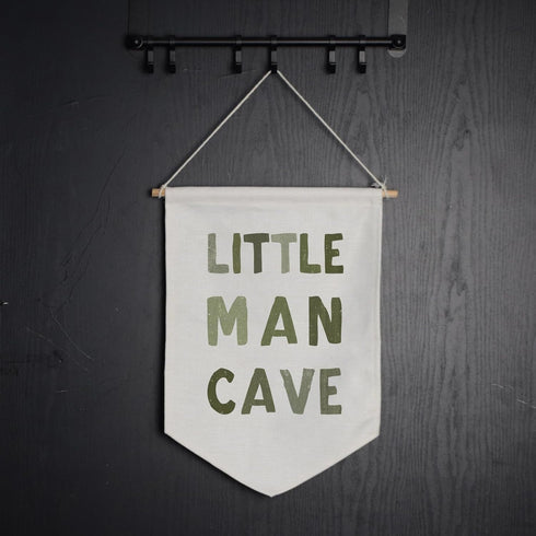 ZEARPT Little Man Cave Pennant Flag Banner, Toddler Boy Room Decor & Playroom Essentials, Baby Boy Nursery Hanging