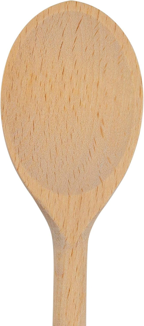 10 Inch Long Wooden Spoon Set by BICB, Set of 12 Natural Beechwood Mixing Spoons for Cooking