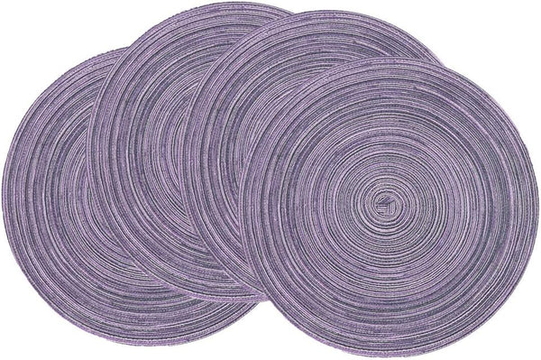 SHACOS Round Placemats Set of 4, Braided Cotton Place Mats, 15 inch for Kitchen Dining Table Holiday Party