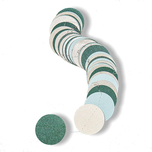 Cheerland Sage Green Garland Mint Blue White Circle Polka Dots Streamer Hanging Party Decorations for Kids Birthday