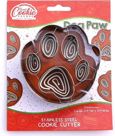 Premium Food-Grade Stainless Steel Dog Paw Cookie Cutter, Dishwasher Safe