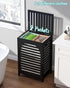 Black Laundry Hamper with Lid, 22.5 Gallon (85L) Bamboo Wood Clothes Basket, Removable Liner and Handles