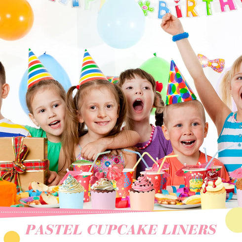 100 Pieces Multi Color Baking Cups for Muffins, 5.5 oz Cupcake Wrappers for Desserts, Baby Showers, Birthday Parties