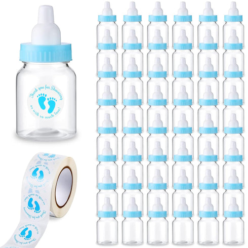 Tondiamo 48 Pcs Blue Baby Shower Mini Bottle Favors 1.5 x 3.5