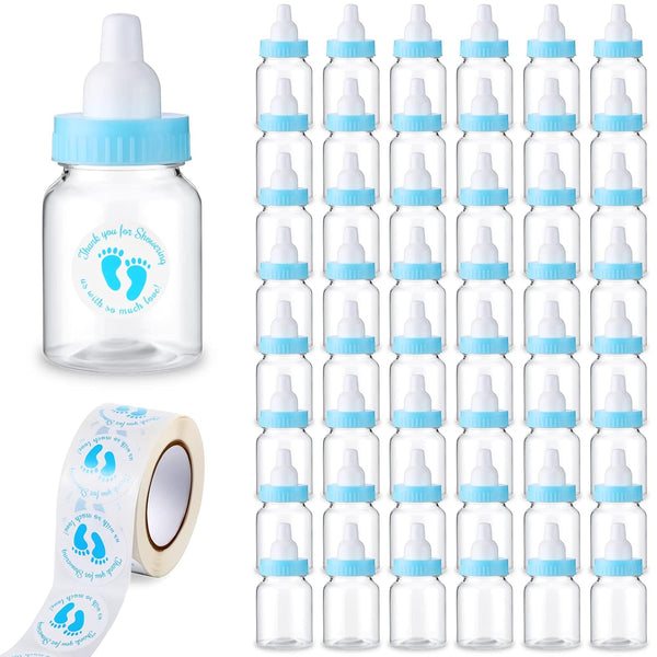 Tondiamo 48 Pcs Blue Baby Shower Mini Bottle Favors 1.5 x 3.5