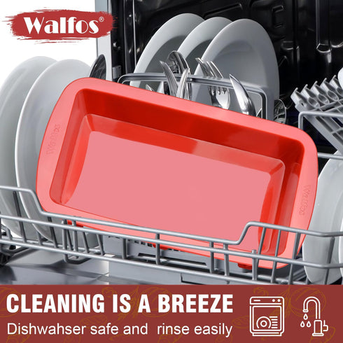 Walfos Silicone Bread Loaf Pan, 9 x 5 Inch Non-Stick Baking Pans Set of 2 for Bread, Cake, Meatloaf