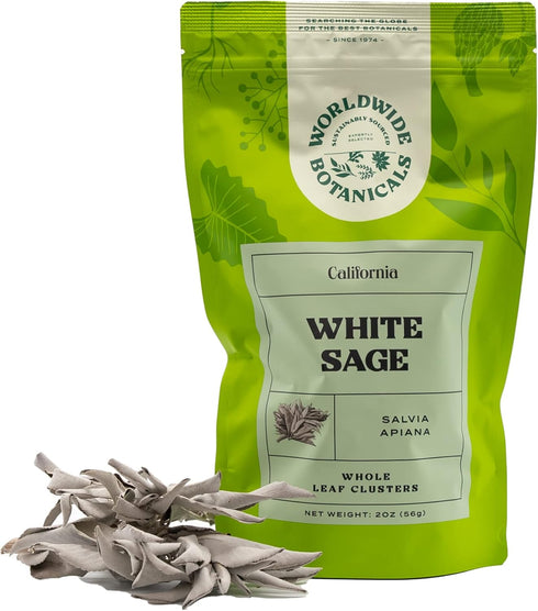 100% Pure California White Sage Clusters, 2 oz - Sustainably Cultivated Loose Leaf