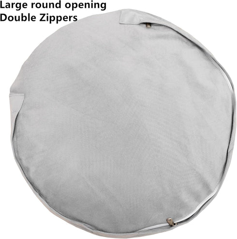 20x20x12 Inches Fur Ottoman Stool Unstuffed Footstool Cover Pouf Foot Rest Round Poof Seat Floor Bean Bag Chair