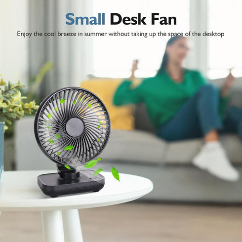 Small Oscillating Fan, 3600mAh Battery Operated Rechargeable Fan with 4 Speed for Home Office