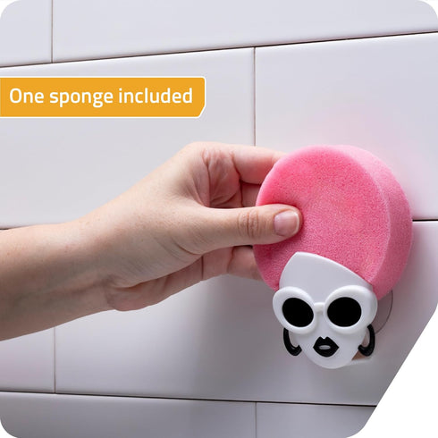 1 PELEG DESIGN New Dishco Girl Sponge Holder for Kitchen Sink, Cute Sponge Holder with Retro Groovy Design, Drains