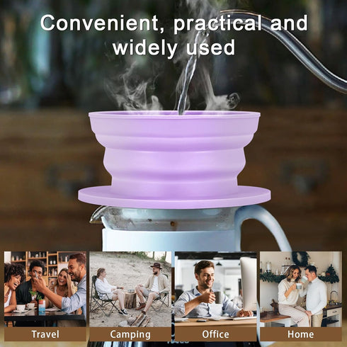 3 Packs Collapsible Travel Pour Over Coffee Maker, Paperless Portable Coffee Dripper Kit, Silicone Reusable Coffee