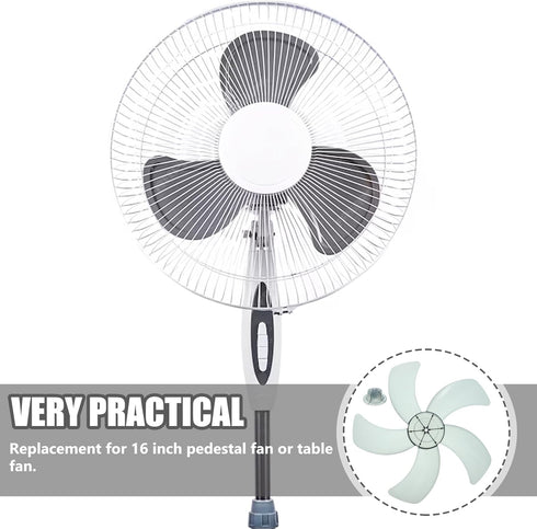 Garneck 14 Inch Standing Fan Blades Five Blade Plastic Fan Blades With Nut Cover Universal Replacement Blades For Repair Part, 37X37CM, T256LQ5R7L205K206QT2XRU