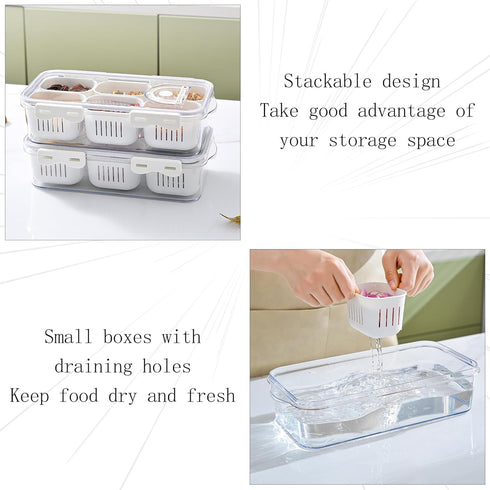 MineSign Divided Food Serving Tray with Lids, Stackable Snack Box for Candy Nuts Spice Container with 6 Dividers