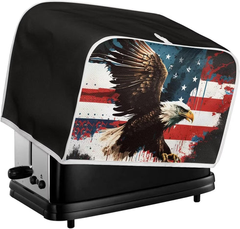 Bald Eagle Toaster Cover 4 Slice Wide Slot, Kitchen Decor Accessories, American Flag Patriotic Toaster Oven