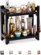 GOBAM Multi-Function Cosmetic Organizer, Vanity Makeup Holder for Bathroom, Easy Assembly, No Screws, Black Bamboo
