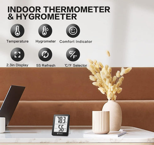 2 Pack 5s DOQAUS Humidity Meter, Room Thermometer Indoor, Hygrometer with Fast Refresh, Temperature Humidity Monitor