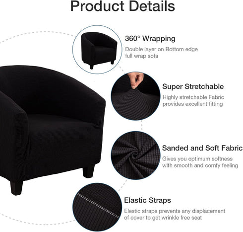 NILUOH Club Chair Slipcover Jacquard Tub Chair Cover Stretch Armchair Covers Sofa Cover Furniture Protector for Living