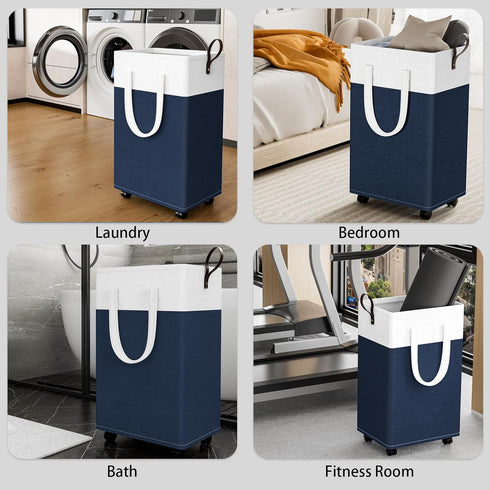 75L HomeHacks Rolling Laundry Basket with Wheels, Collapsible & Waterproof Laundry Hamper, Mobile Clothes Hamper