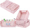Pink Plastic Baskets for Desk Organizing - 2 Medium + 2 Small Durable Folding Storage Crates for Home & Office