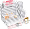 HOUSE DAY Makeup Drawer Organizer Trays - 24 PCS Clear Organizers with Silicone Pads for Desk, Bathroom, Kitchen