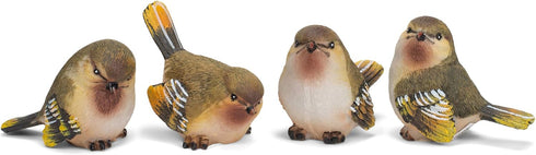 RAZ Imports Striped Wing Bird Resin Decorative Tabletop Figurine, Set of 4, 2.5 x 2.25 inch, Sage Green